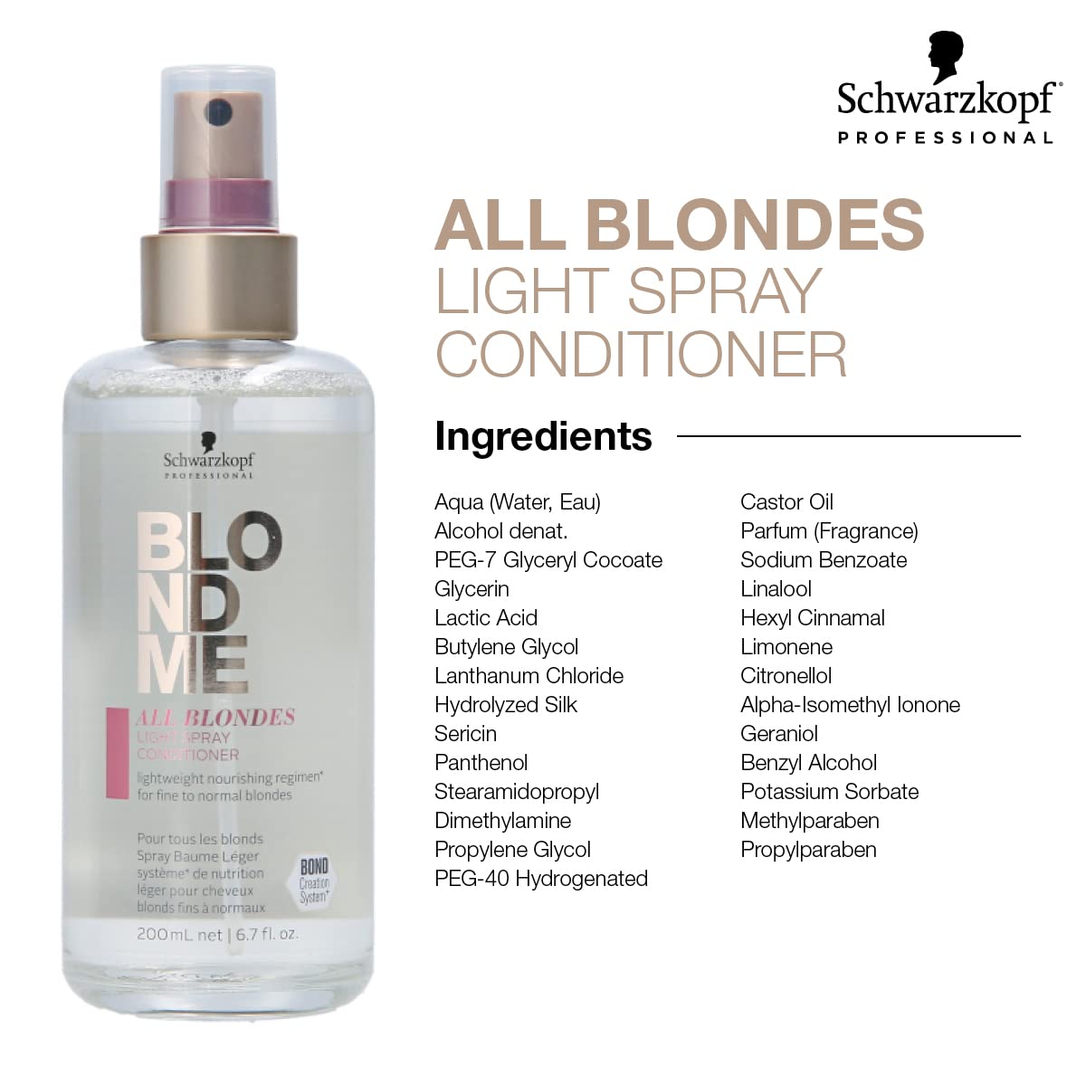 BlondMe All Blondes Light Spray Conditioner 6.76 Fl Oz – Detangles and Softens Fine to Normal Blonde Hair
