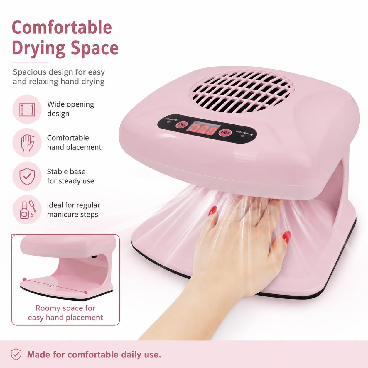 Nail Dryer for Regular Polish,300W Nail Drying Fan with Auto Sensor,Hot & Cold Air Nail Drying Fan for Salon & Home Manicure Use