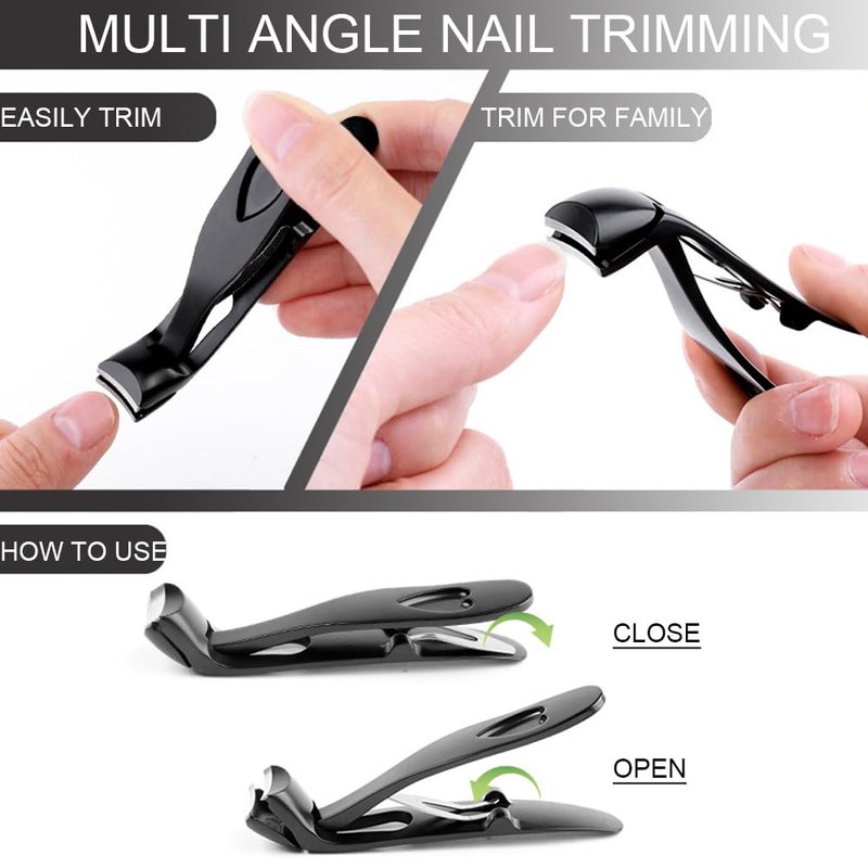 FOTIWESD 3-Piece Nail Clippers Set - Premium Stainless Steel Toenail Clippers for Thick & Ingrown Nails, Ergonomic Heavy Duty Nail Cutter Kit with Nail File for Seniors, Men, Adults