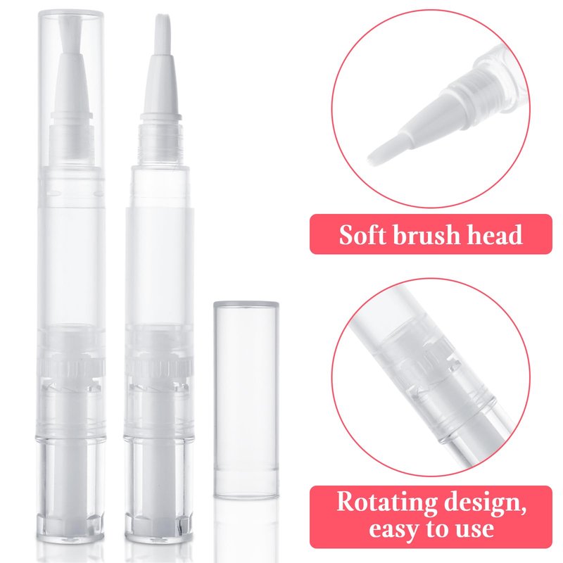 YOUNTHYE 50PCS 5ml Cuticle Oil Pen Empty Nail Oil Pen Cuticle Oil Pen Transparent Nail Oil Cuticle Pen Bulk Empty Nail Oil Pen with Brush Tip for Nail Polish, Lip Gloss, Eyelash