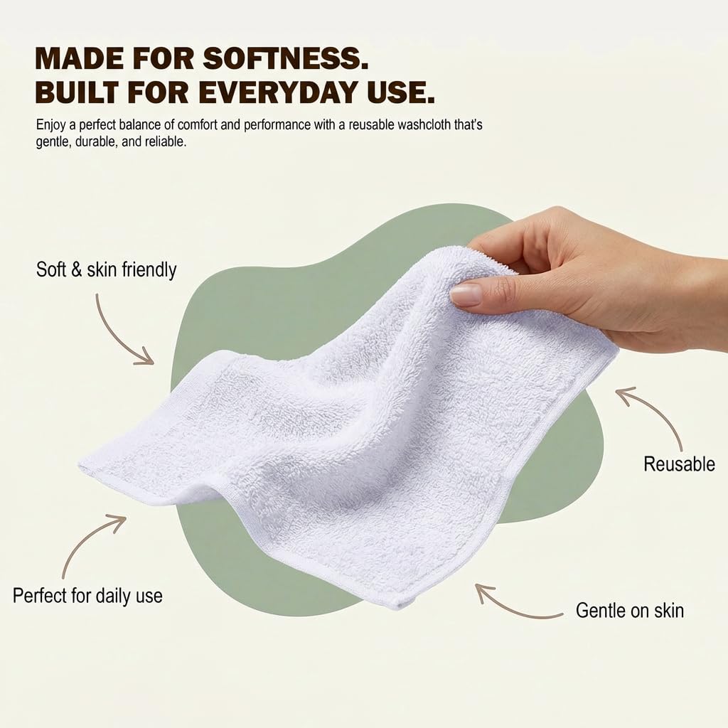 Utopia Towels 60 Pack Cotton Washcloths Set, 100% Ring Spun Cotton, Premium Flannel Face Cloths, Highly Absorbent and Soft Feel Fingertip Towels, White