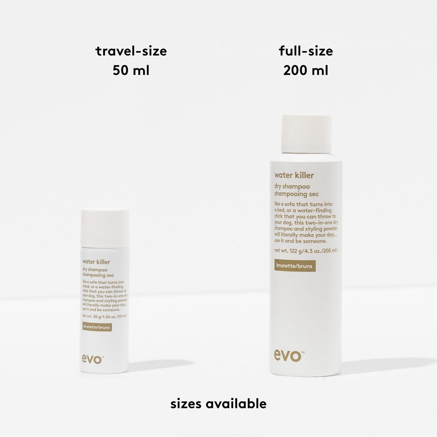 EVO Water Killer Dry Shampoo Brunette - Full Size 2-In-1 Dry Shampoo & Styling Spray, Refresh Hair, Replace Excess Oil with Volume & Texture - 4.3oz