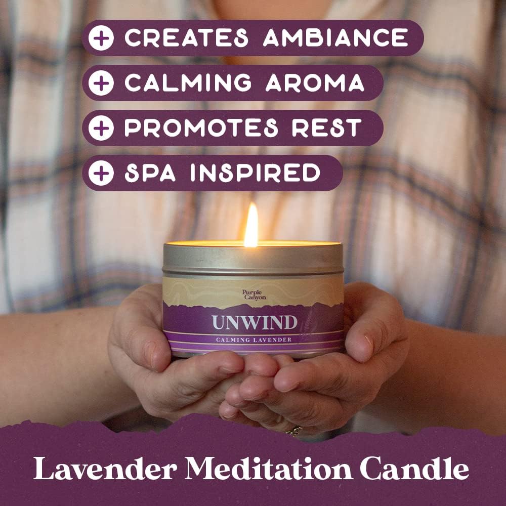 Purple Canyon Spa Gift Box - Relaxing Lavender Stress Relief Gift for Women | All-Natural Ingredients | 6-Piece Set
