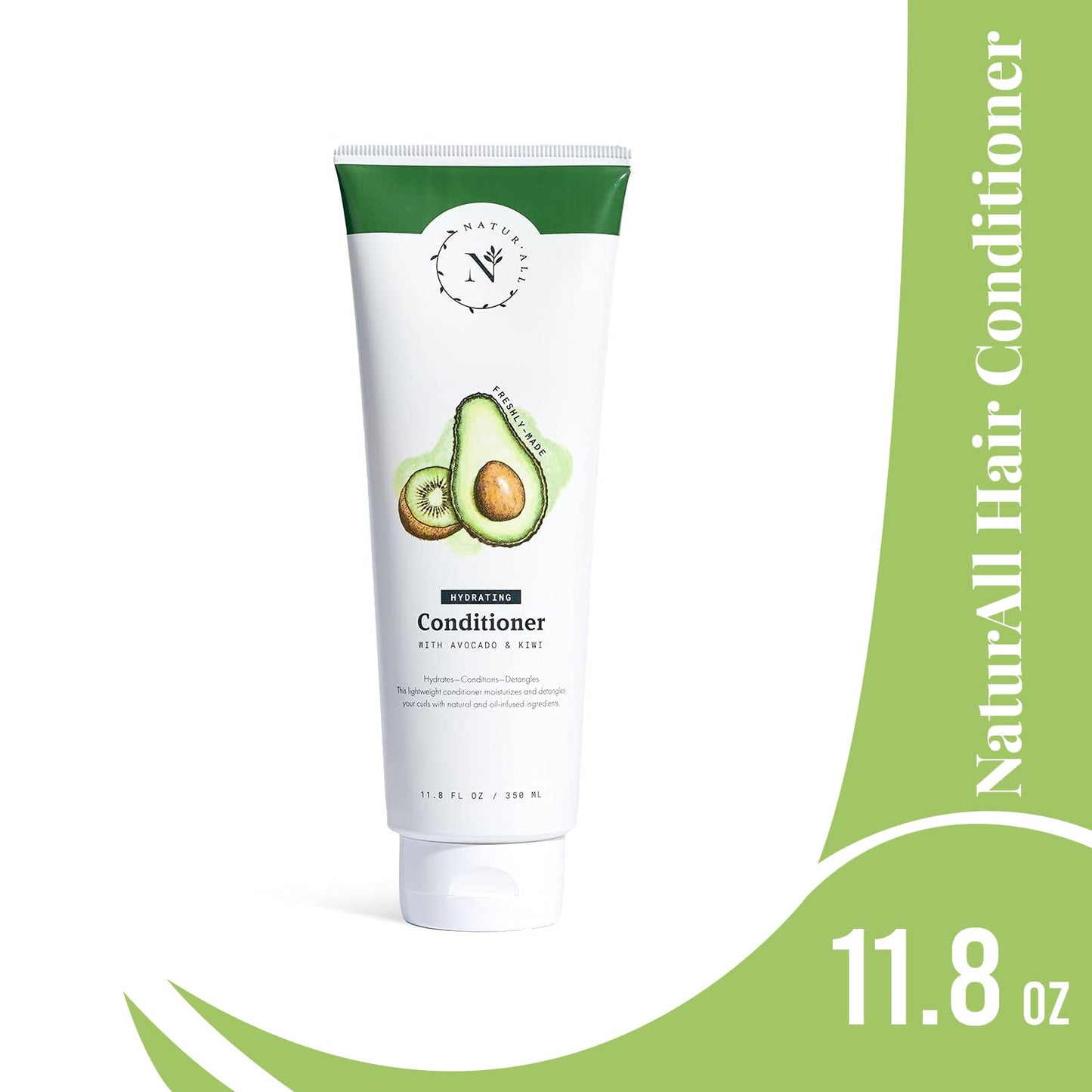 NaturAll Hydrating Hair Conditioner - All Natural with Avocado & Kiwi, Silicone Paraben & Cruelty-Free - Adds Moisture & Shine - For Dry, Frizzy Hair - 11.8 oz