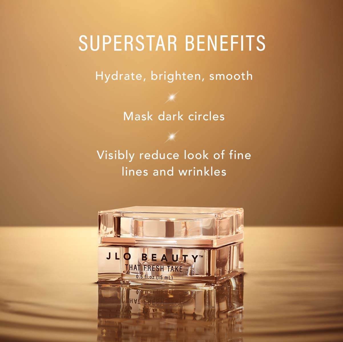 JLO Beauty Under Eye Cream - Hydrating Treatment with Peptides & Hyaluronic Acid for Dark Circles | 0.5 Oz
