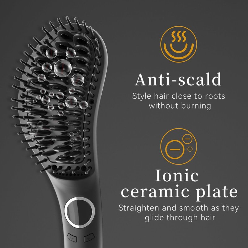 Hair Straightener Brush, Ceramic Ionic Straightening Iron Comb Anti-Scald, Best Soft Round Touch Body, Perfect for Professional Salon at Home (L)