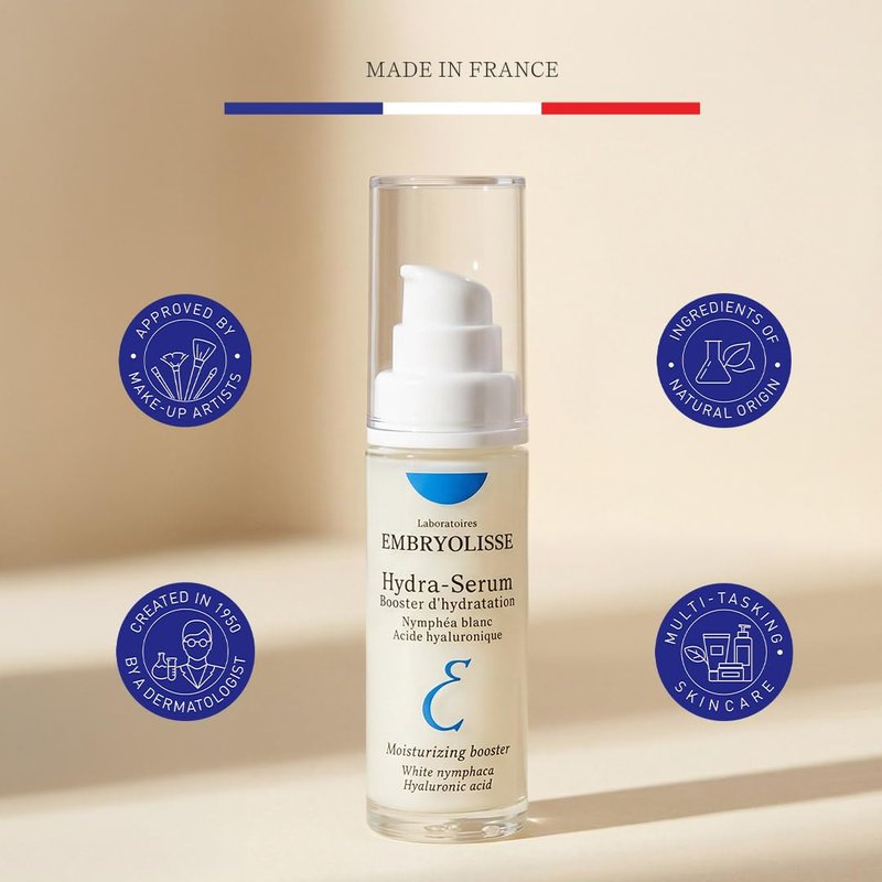 Embryolisse Hydra-Serum, Ultra-Hydrating Lightweight Hyaluronic Acid Facial Serum with White Water Lily, For Oily to Combination Skin, 1.01 Fl Oz