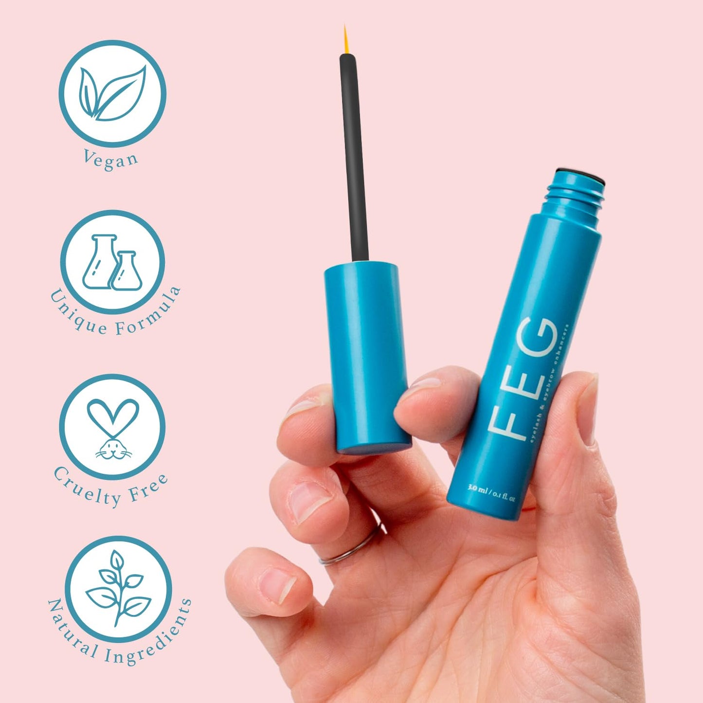 FEG Pro Advanced Natural Eyelash Enhancer Serum for Rapid Lash Growth | Extra Strength Lash Serum for Growing Thick, Full, and Long Eyelashes | 3ml | Stimulates Natural Growth