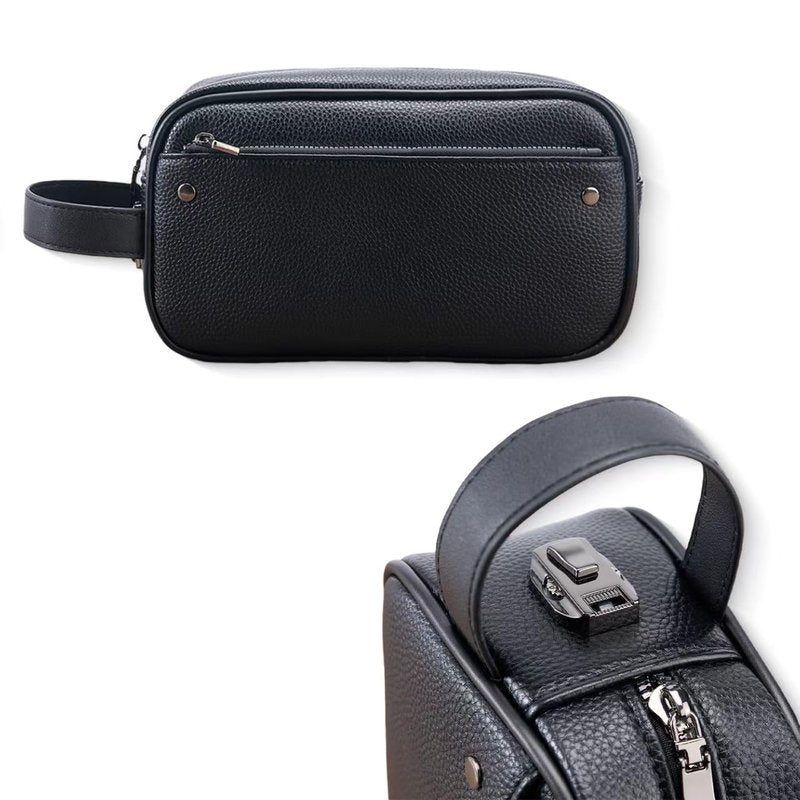 KAIDUCHKDC Small Mens Clutch Bag with Anti-Theft Lock - Travel Toiletry Bag for Men Trip Bathroom Hygiene Dopp Kit for Shaving Kit Organizer Essentials, Grooming