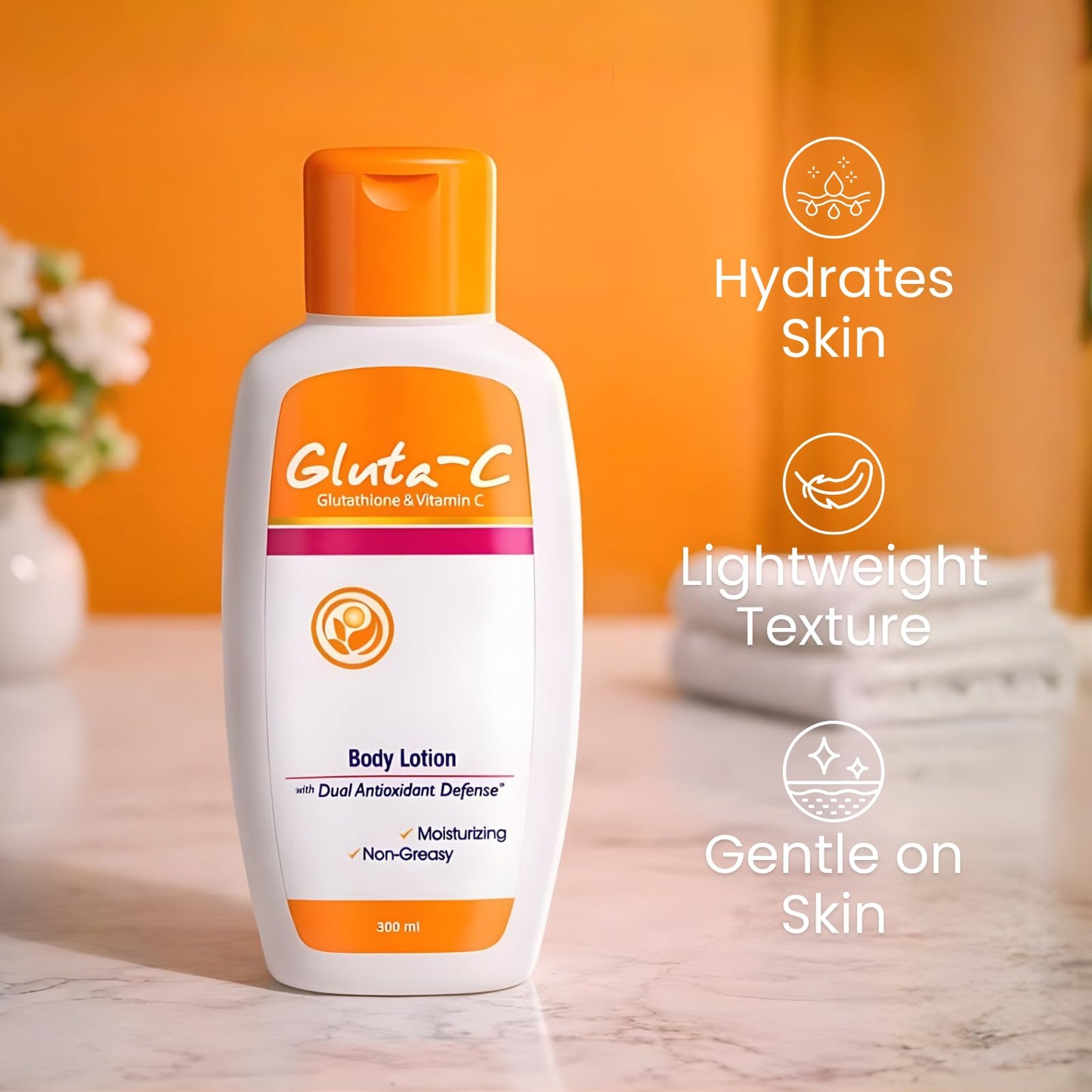 Glutathione & Vitamin C Hydrating Body Lotion with Antioxidants for Skin Rejuvenation & Moisture Lock 300ml