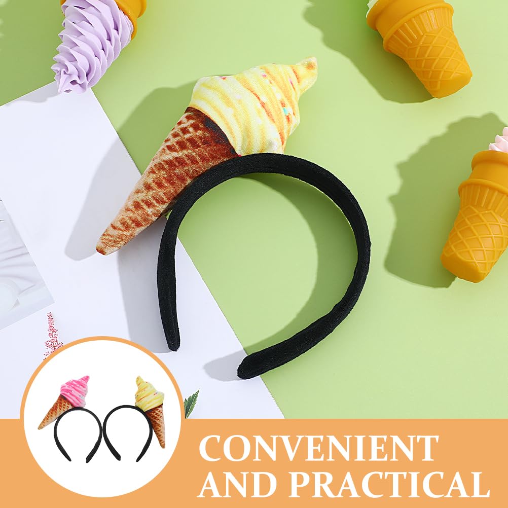 Ice Cream Headband Set - Cute Cone Hair Bands for Makeup & Face Washing | 2-Pack