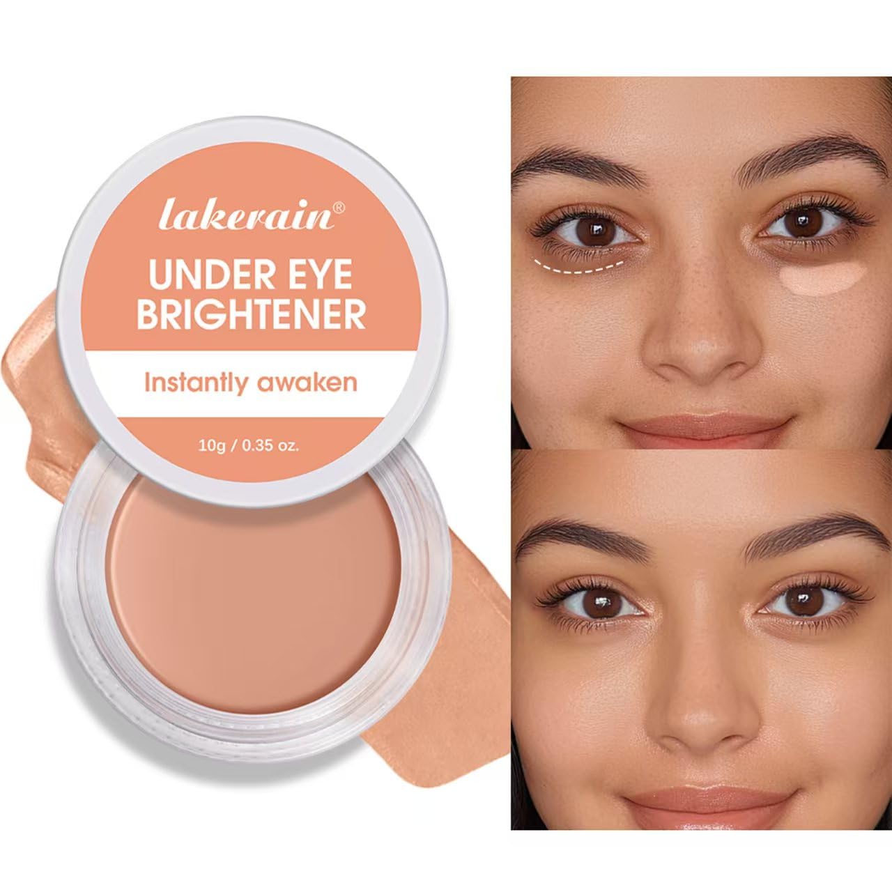 Under Eye Brightener,under Eye Cream Pot Concealer Full Coverage， specifically for dark circles under the eyesWith Hyaluronic Acid & Shea Butter(Warm Nude)