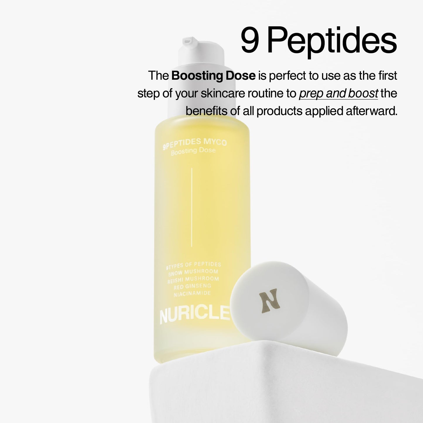 NURICLE 9PEPTIDES MYCO Boosting Dose 30ml (1.014 fl.oz) Anti-Aging Peptide Serum for Face – Hydrating Korean Booster with Niacinamide & Mushroom Complex – Collagen Support, Smooth Wrinkles