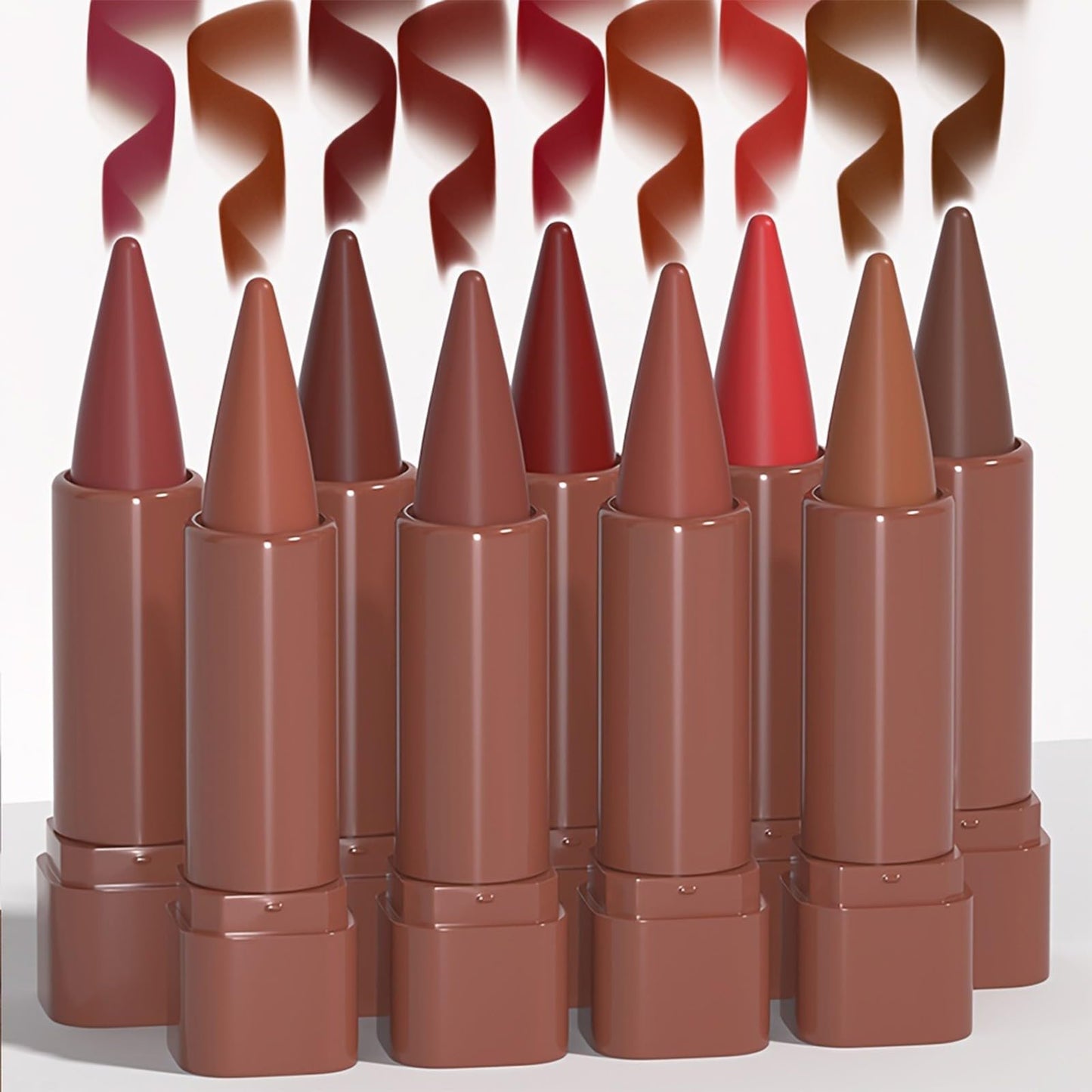MooGlamor Matte Lip Liner Set Gradient Velvet Lip Crayon with Retractable and Long-Lasting Lipsticks for Women and Gift (9 Pcs #01-#09)