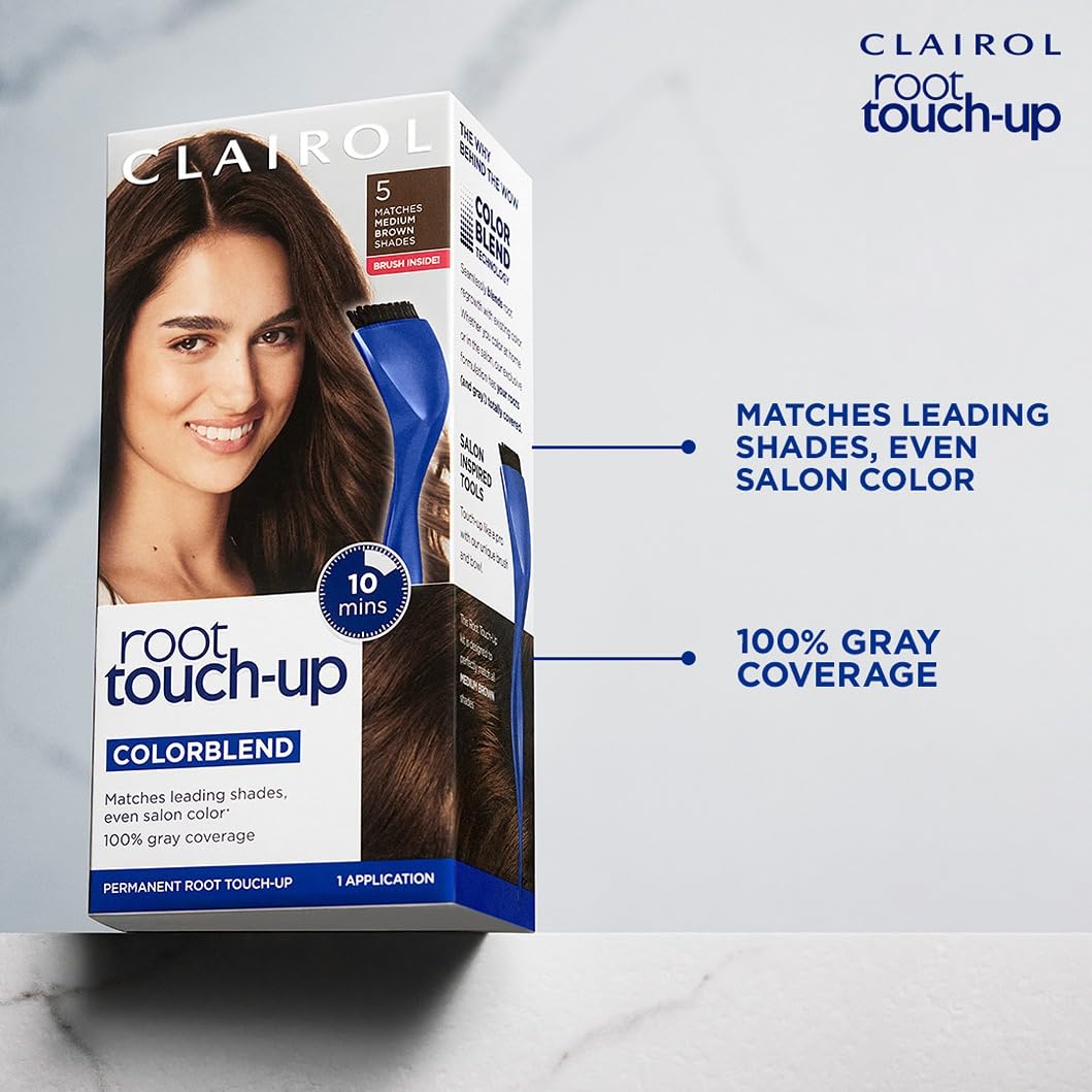 Clairol Root Touch-Up by Nice'n Easy Permanent Hair Dye, 4 Dark Brown Hair Color | 100% Gray Coverage | Easy Brush Application | Matches Professional Salon Shades | Pack of 2