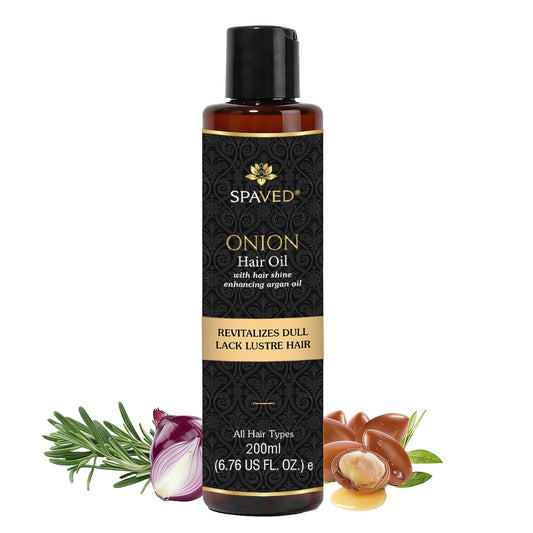 SPAVED Onion Hair Oil for Hair Growth 6.76 fl oz - Rosemary, Tea Tree, Argan & Jojoba Oil for Dry Itchy Scalp & Dandruff Care - Strengthening Nourishing Oil for Frizzy, Stronger Shinier-Looking Hair