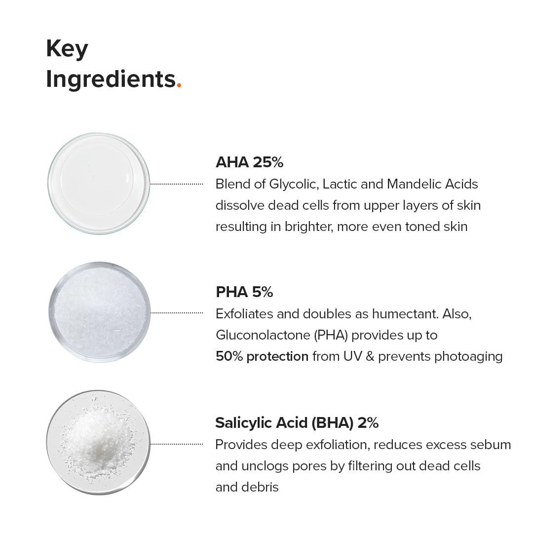 Minimalist 32% AHA BHA PHA (Turmeric Root Extract) Peeling Solution for Glowing Skin & Pore Cleansing | Weekend Facial Exfoliant Peel for Deep Pore Cleansing | For Women & Men | 1 Fl Oz / 30 ml
