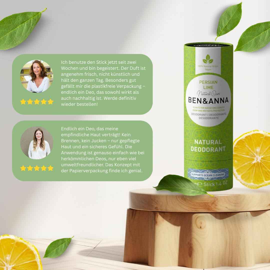BEN & ANNA Persian Lime Paper Tube Deodorant, 40 GR