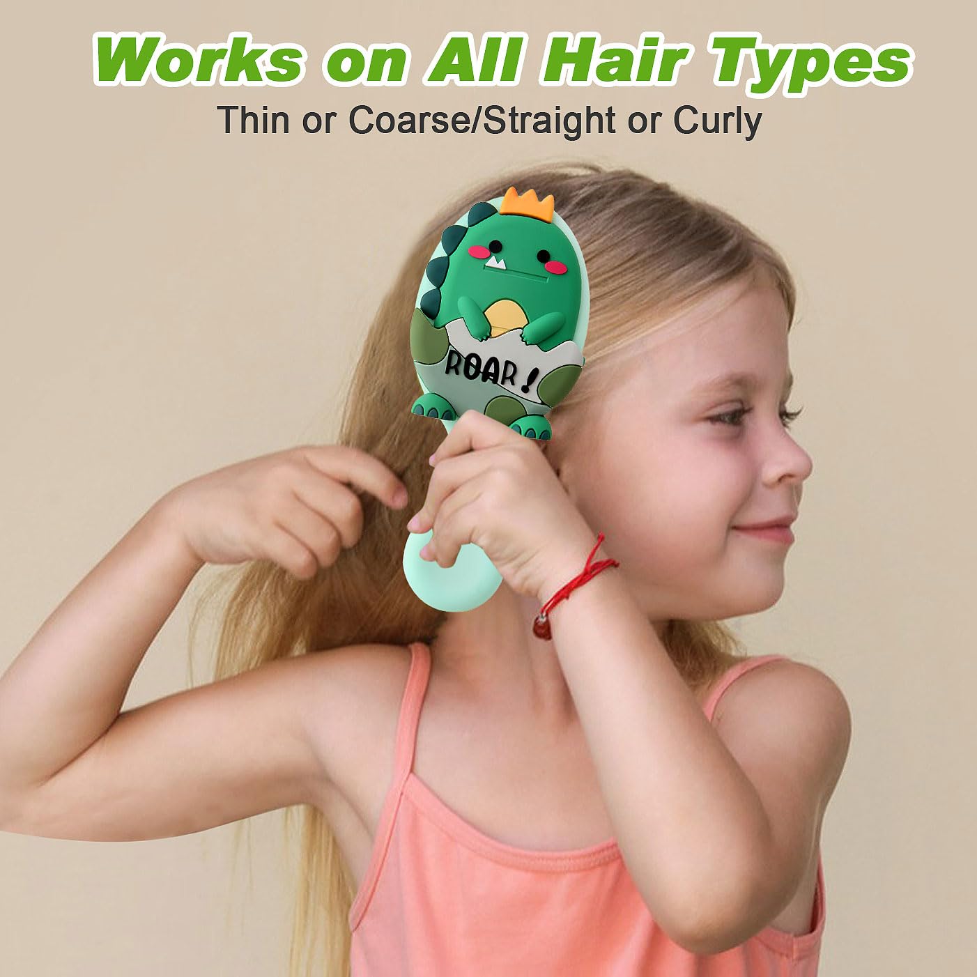 mini hair brush for kids, small toddler Hairs Brush, travel hair brush for Boys and Girls Baby ，Detangler Brush for Wet or Dry Thick or Curly Natural Straight (green)