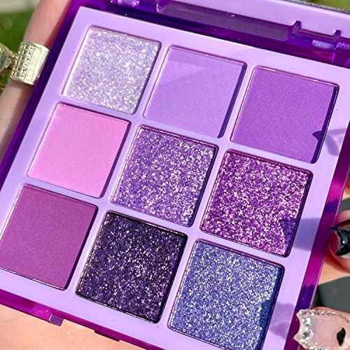 MAEPEOR Jam Purple Eyeshadow Palette 9 Colors Stunning Matte Glitter Eyeshadow Palette Longlasting Waterproof Shimmer Eye Shadow for Girls and Women (Set 3, Jam Purple)