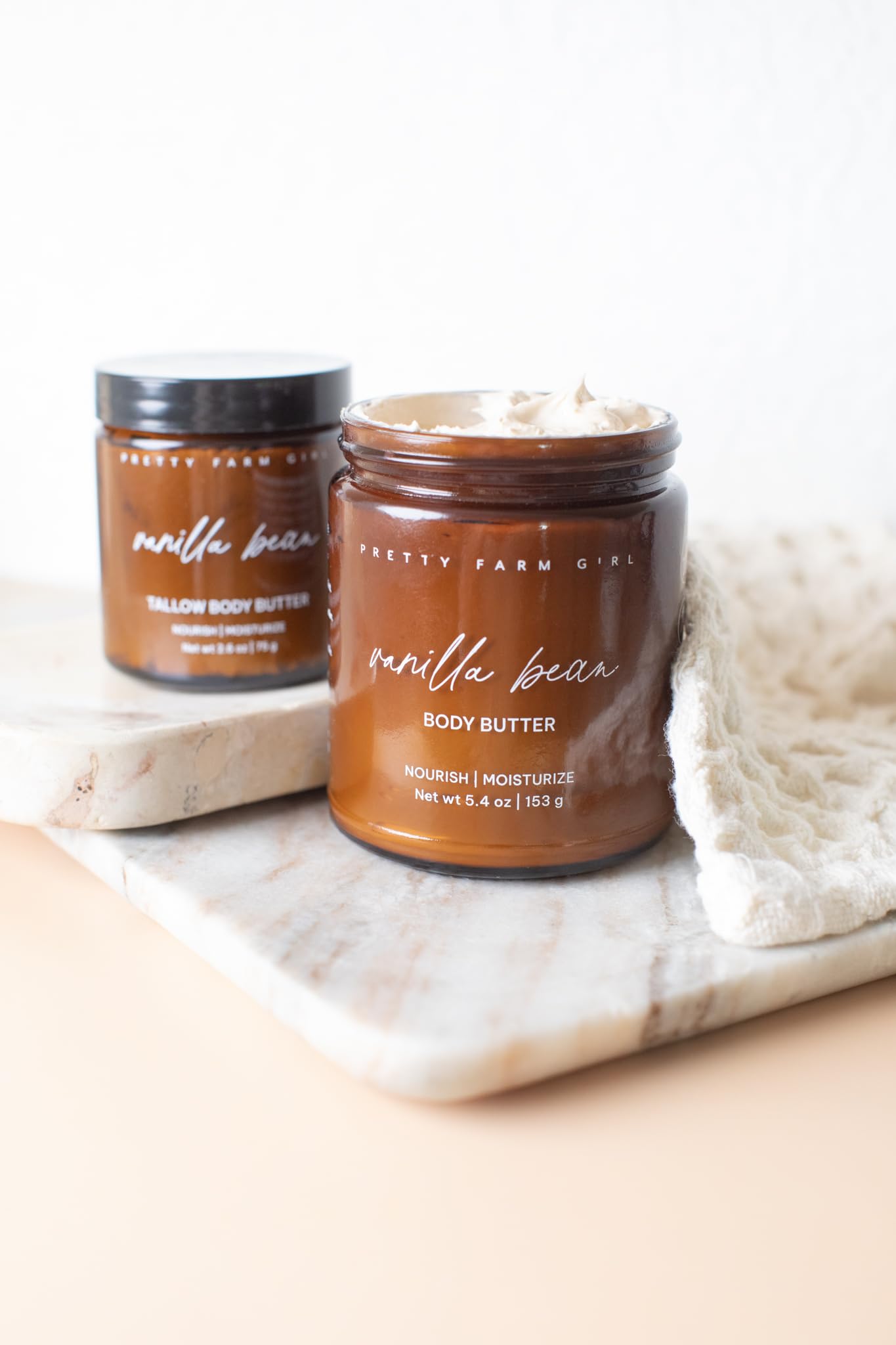 Pretty farm girl Vanilla Bean + Tallow Body Butter - Nourish, Sooth, and Moisturize - Lightly Whipped - All Skin Types - Full Body Use - Vanilla Scent, 2.6oz