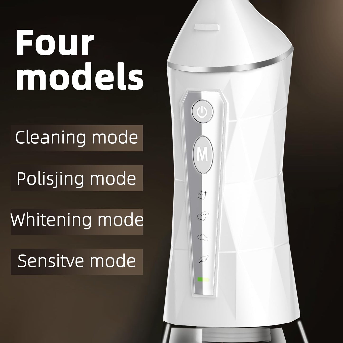 Water Flosser, 4 Modes, Portable 320ml Large Tank Water Flosser Oral Cleaner IPX7 Waterproof Cleaning Flosser for Home Travel (White)