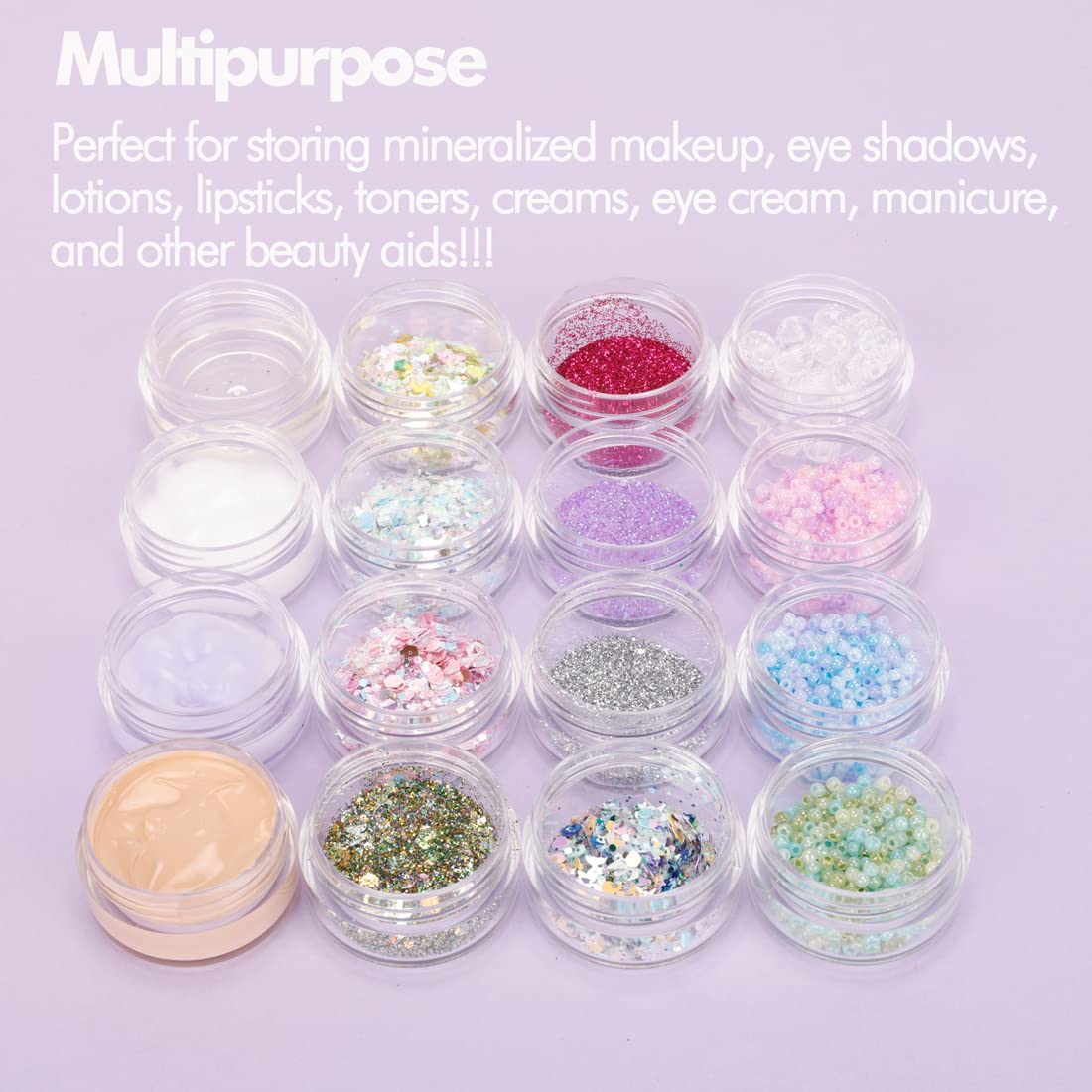 3 Gram Sample Containers with Lids, 200 Count Tiny Sample Jars, Empty Lip Balm Containers, Mini Cosmetic Container with Lids, Makeup Travel Container with Labels, Mini Disposable Spatulas