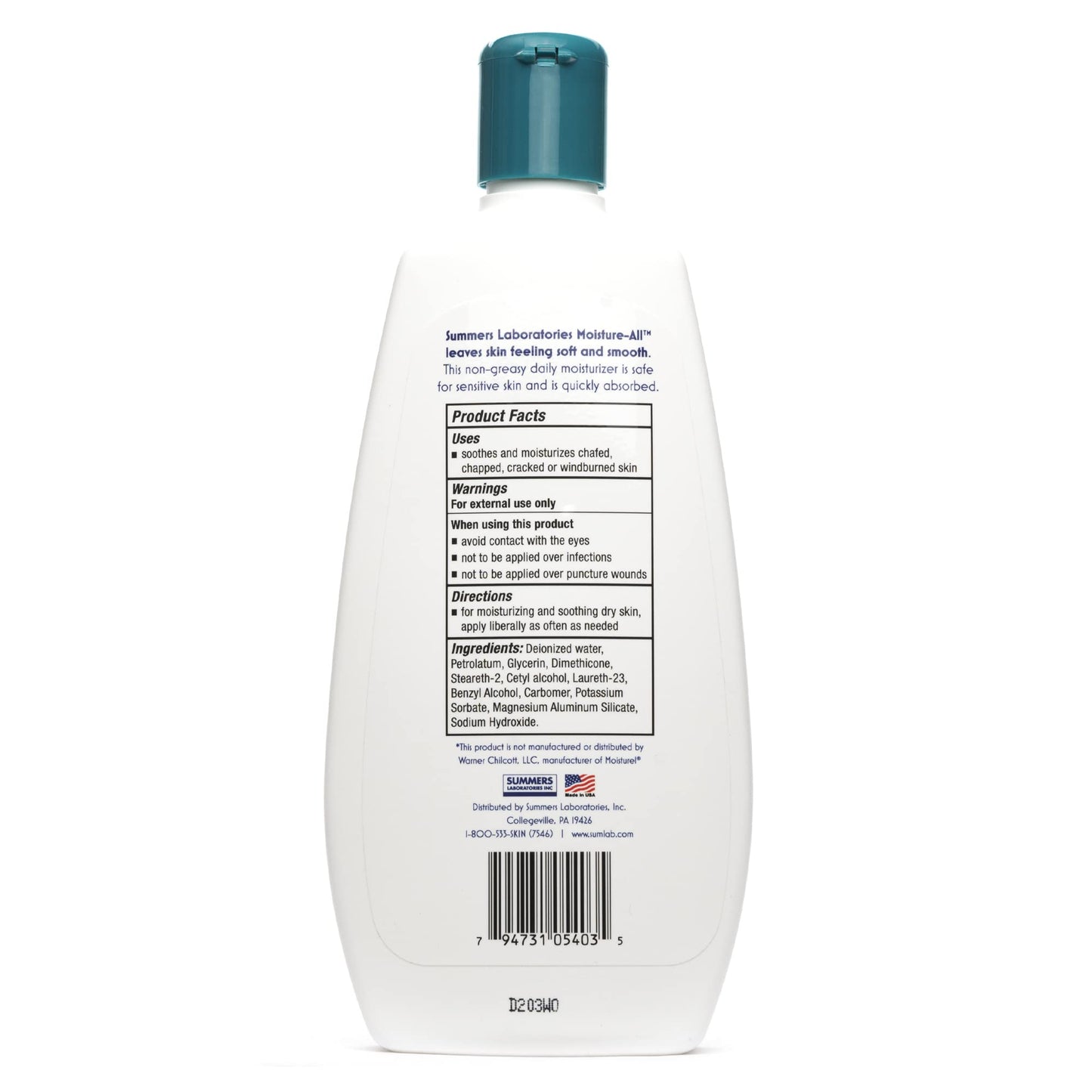 Summers Laboratories Moisture-All Lotion, Dry Skin, Sensitive Skin, Moisturel Alternative
