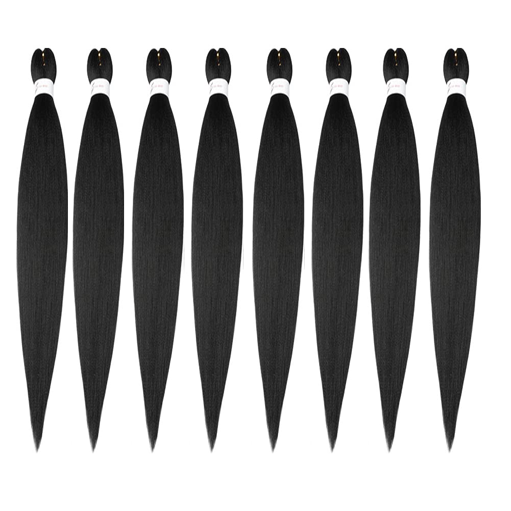 Pre Stretched Braiding Hair Natural Black Long Braid 48 Inch 8 Packs Braiding Hair Extensions Professional Synthetic Fiber Crochet Twist Braids(48inch,#1B)