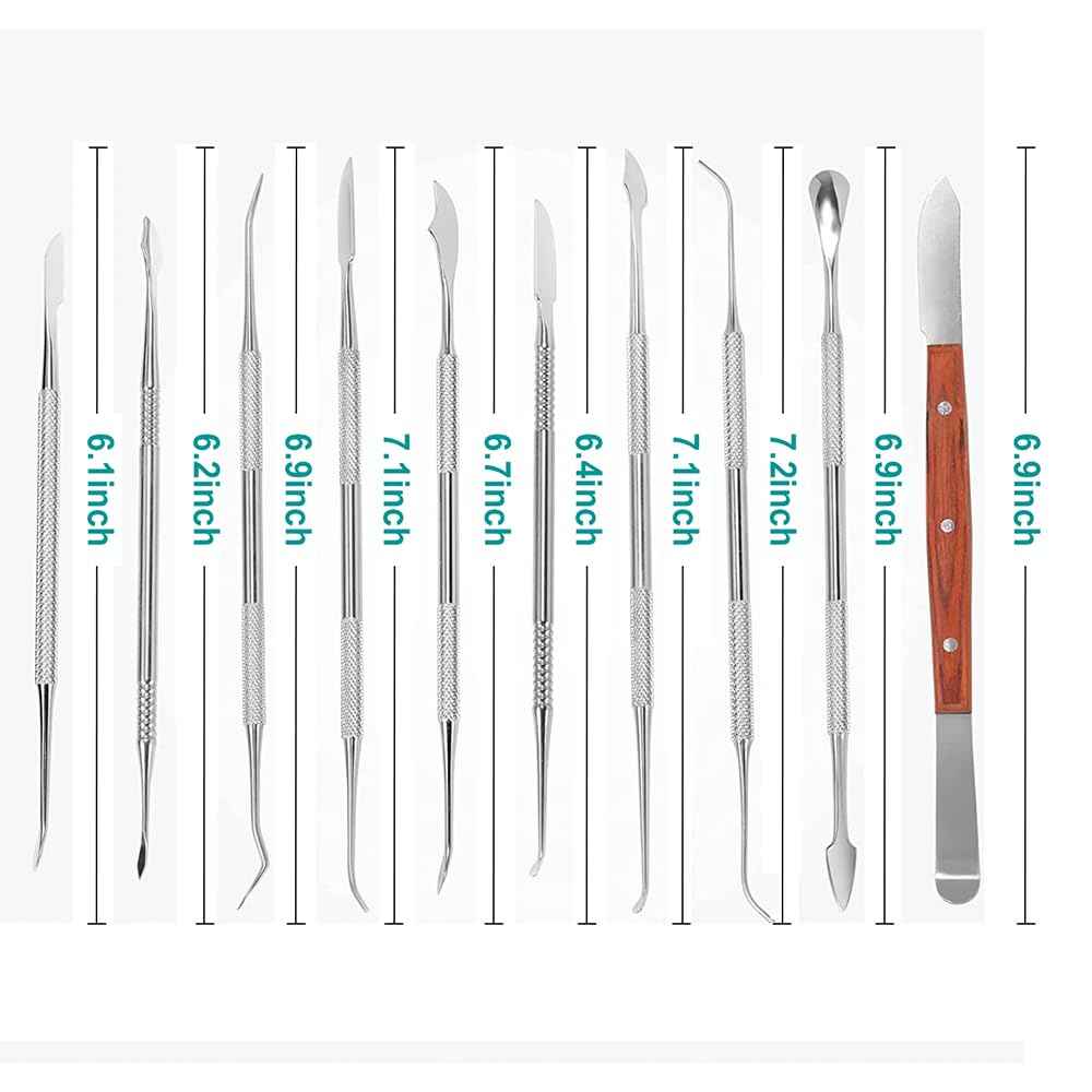 10 PCS Dental Wax Carving Tools Stainless Steel Waxing Modeling Kits with Case, Wax Carvers Set, Plaster Knife Metal Clay Sculpting Pottery Sculpture Tools Double Ended Tools