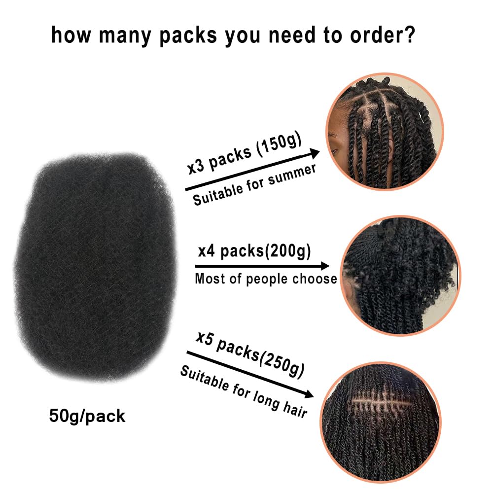 Afro Kinkys Bulk Human Hair,Red,50g,braiding Human hair for Twist, Repaid Locs, Dreadlocks,Afro Kinky Bulk Human hair Extension for black women(12",1pack,red)
