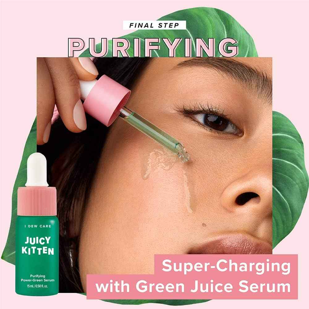 I DEW CARE Blemish Heartleaf Skincare Set - Kitten My Balance On | Foam Cleanser & Wash-off Mask & Serum, Clear & Soothe Irritation, Absorb Excess Oil, Gentle Face Wash, Travel Size, Stocking Stuffers