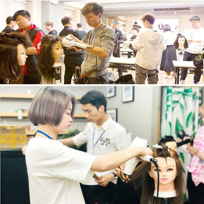 Mannequin Head with 100% Human Hair, SZCY LLC 18" Dark Brown Real Hair Cosmetology Mannequin Head Hair Styling Hairdressing Practice Training Doll Heads with Clamp Holder