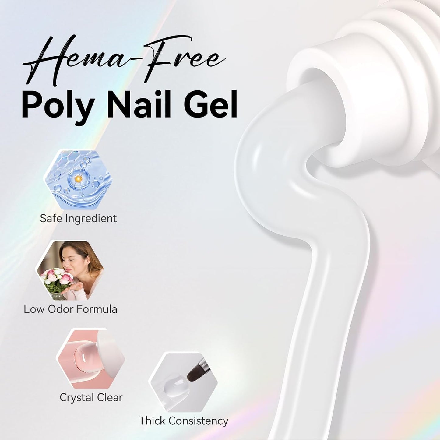 Makartt Poly Nail Gel: Clear 50ML Gel Builder for Natural-Looking Strengthener 3D Molding Gel for Trendy Nail Art-Long-Lasting and Easy to Use Supplies