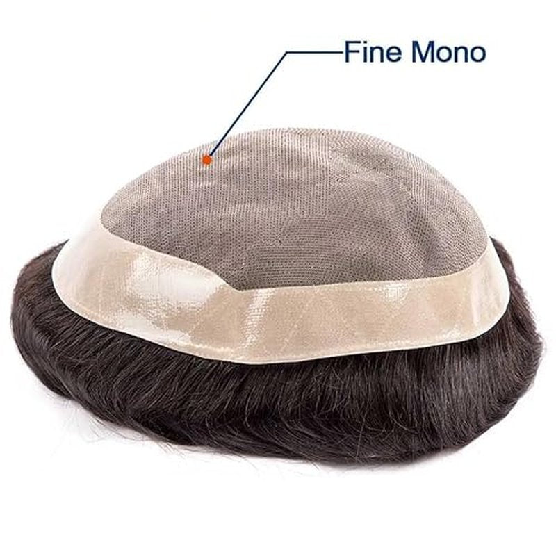 Toupee for Men Mono Base Real European Human Hair Pieces for Mens Hair Prosthesis Patch Units Hair Replacement System for Men (6x8")
