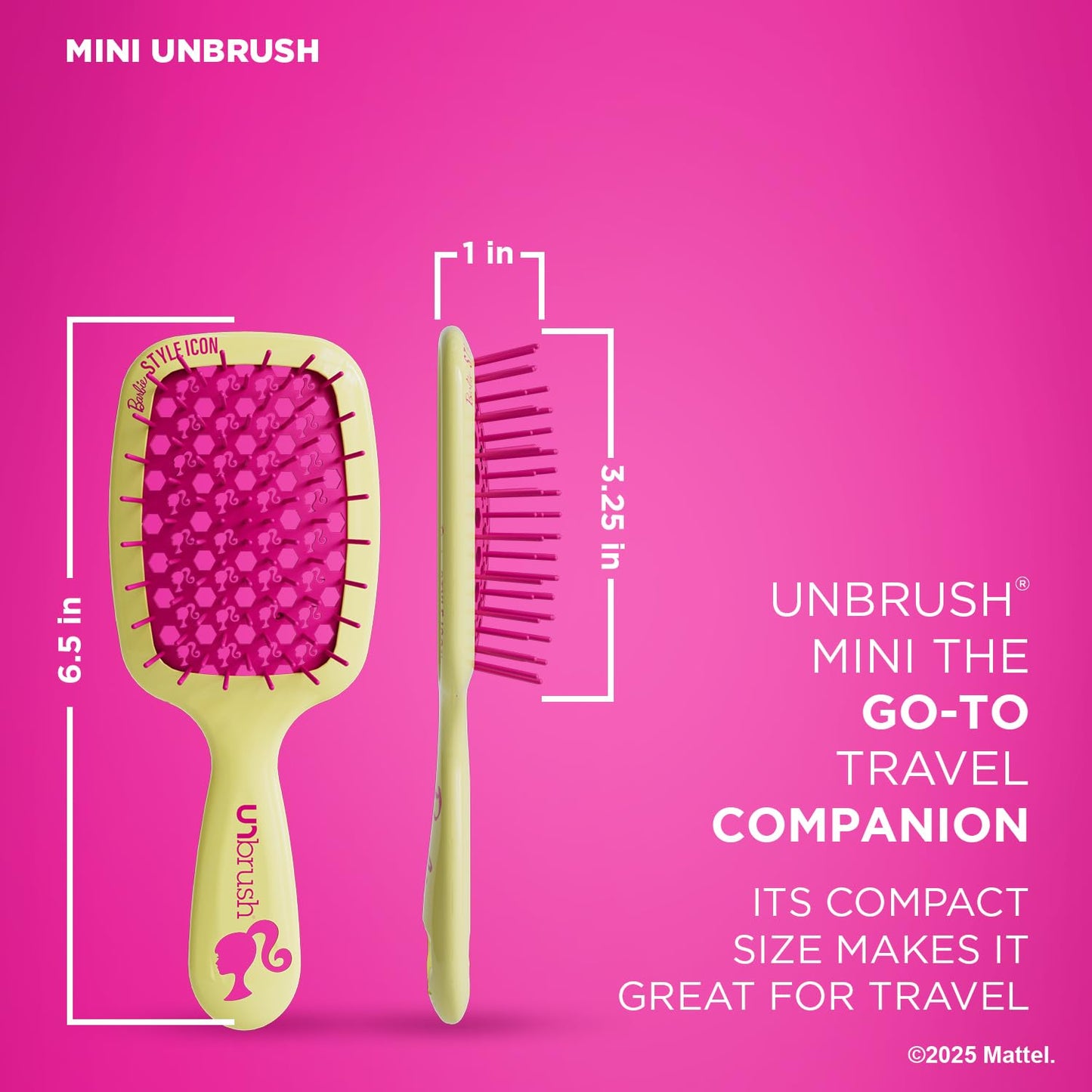 UNbrush Barbie Detangling Brush Duo - Style Icon - Yellow