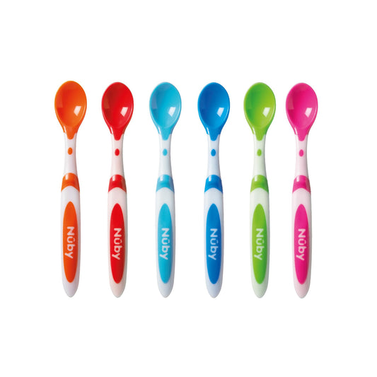 Nuby 6 Piece Long Handle Weaning Spoons, Assorted, One Size