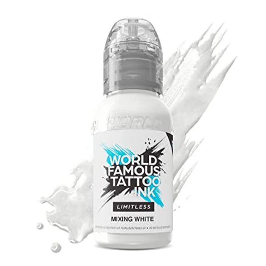 World Famous Tattoo Ink Limitless - Mixing White Tattoo Ink - Professional Tattoo Ink & Tattoo Supplies - Skin-Safe Permanent Tattooing in Bold Shades - Vegan & Non-Toxic (1 oz)