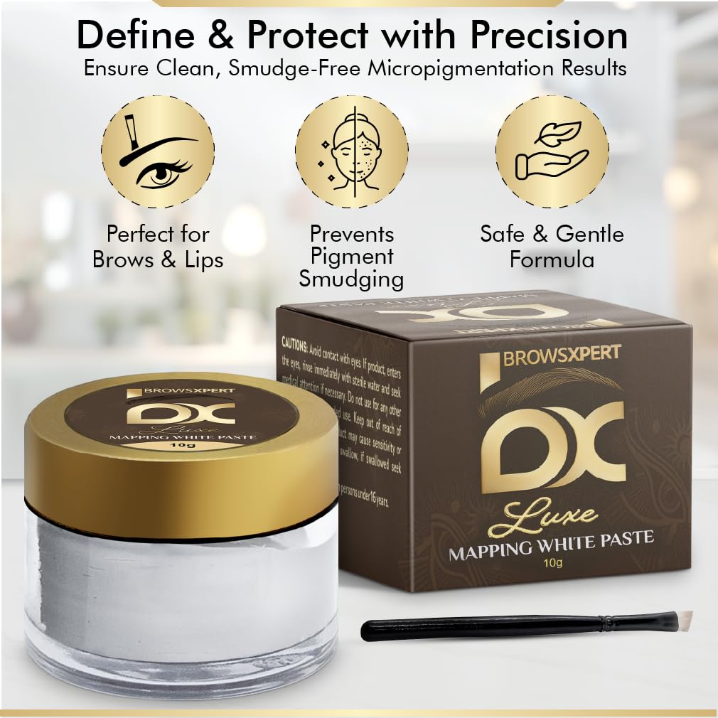 BROWSXPERT White Mapping Paste 10g – Professional Mapping Tool. Defines Clean Borders, Smudge-Free, Soft Texture – Includes Application Brush
