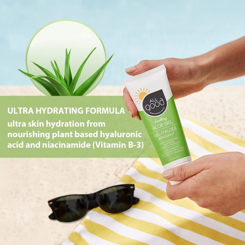 All Good Sport Mineral Sunscreen & Aloe Gel Bundle - UVA/UVB Broad Spectrum SPF 30+, Water Resistant - Includes (2) SPF 30 Sport Sunscreen and (1) Aloe Gel