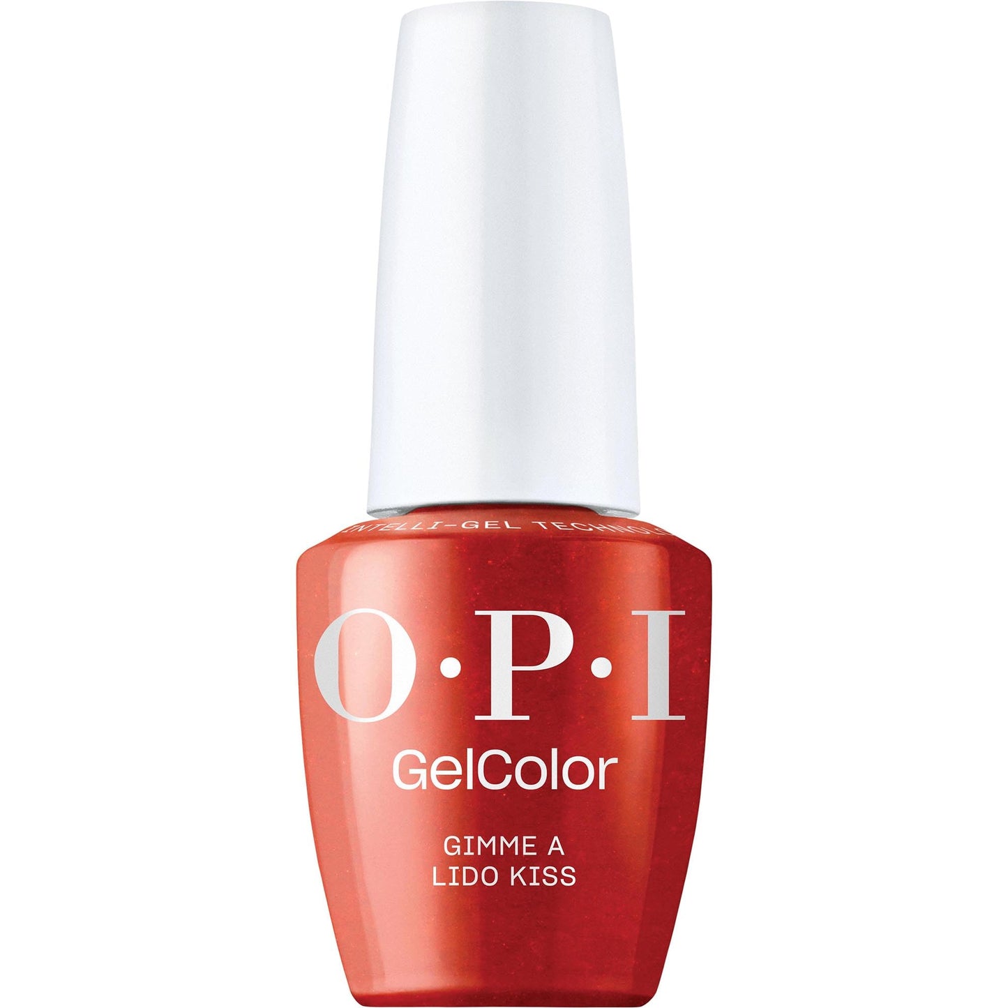 OPI GelColor Gimme a Lido Kiss | Opaque Bright Red Shimmer LED Cure Gel Nail Polish | Salon-Quality Shine, Long-Lasting Wear | Vegan & HEMA Free | 0.5 Fl Oz
