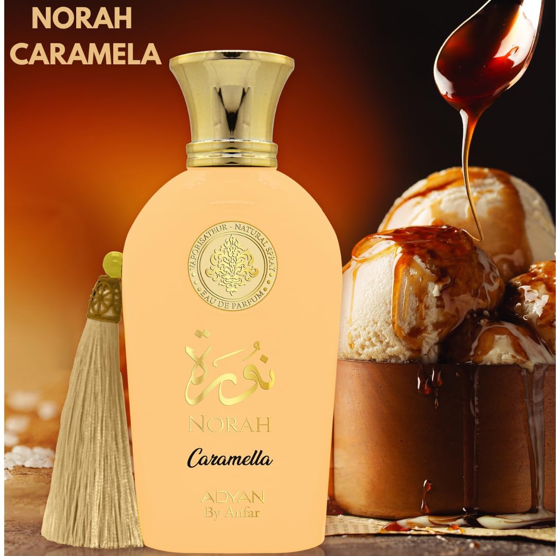 Adyan Norah Caramela Eau De Parfum for Women 100Ml 3.4Oz - Original Fragrance from Dubai with Notes of Caramel, Milk and Honey - Sweet Parfum for Everyday - Best Alternative for Eclaire