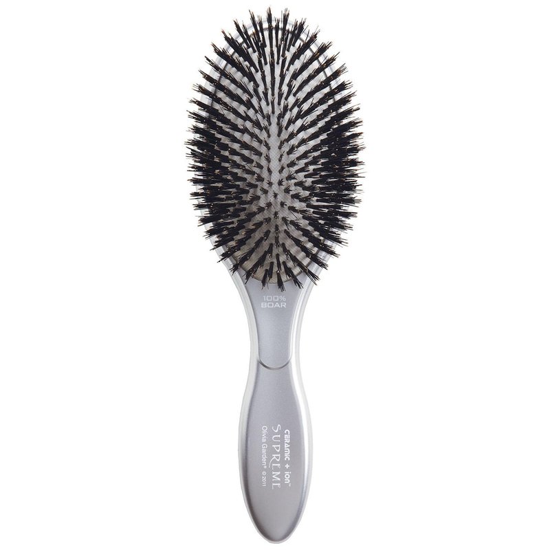 Olivia Garden Ceramic + Ion Supreme Paddle Hair Brush for Men and Women - Professional Boar Bristle Hair Brush for All Hair Lengths - Frizz-Free Results