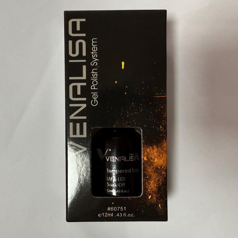 VENALISA 12ML No Wipe Tempered Top Coat, Scratch Resistant Long Lasting High Gloss Soak Off Clear Gel Nail Polish Top Coat 0.43 OZ