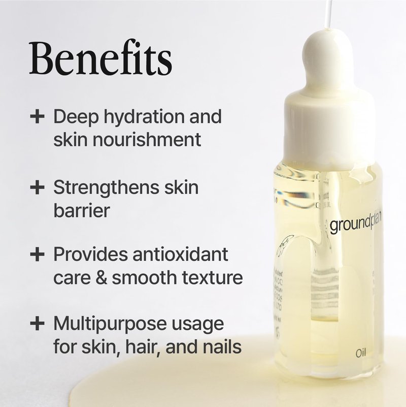 groundplan Oil 0.68 fl oz – Botanical Facial Oil with 6 Natural Plant Oils, Lightweight Hydration & Nourishment for Face, Body & Hair, EWG Green Rated
