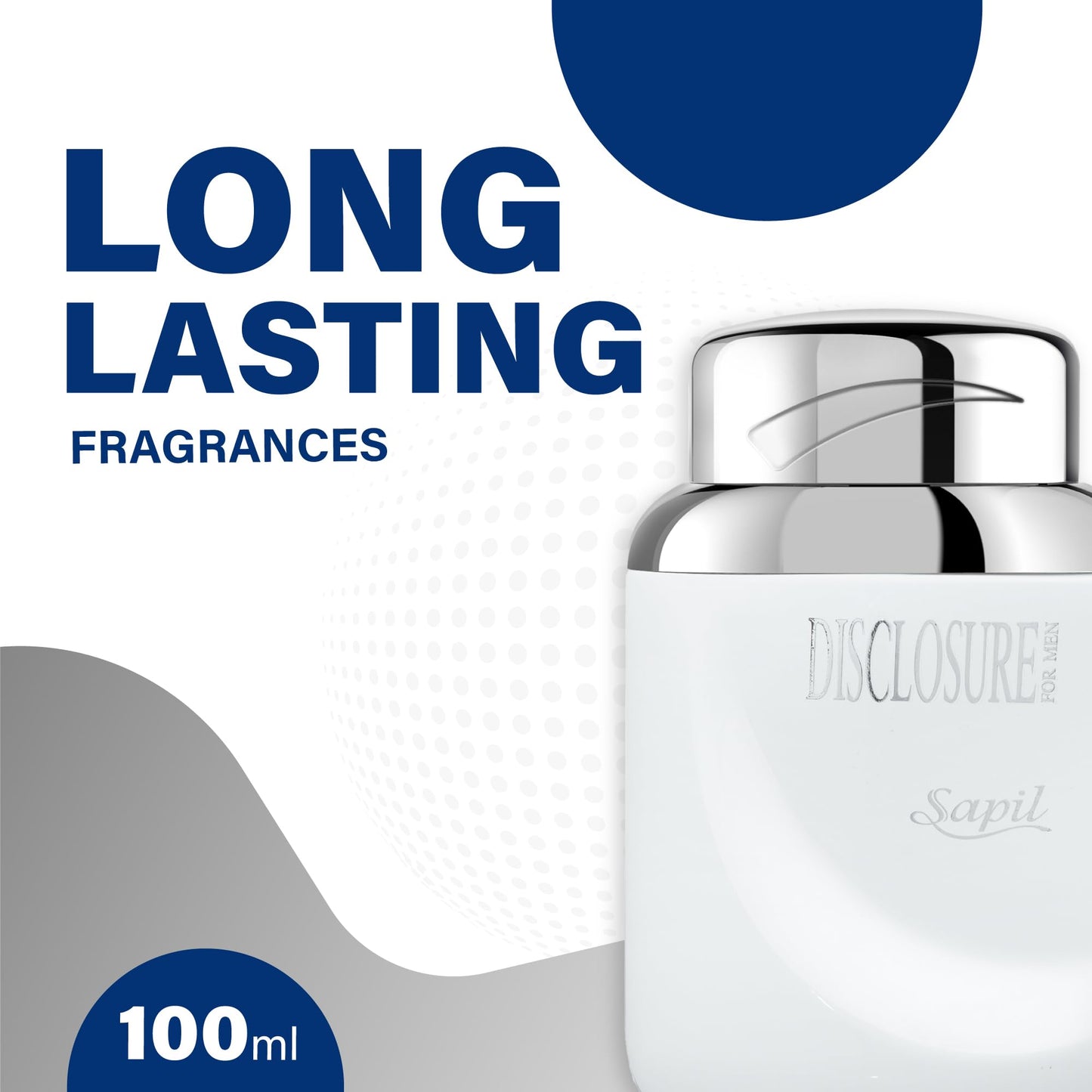 Sapil Disclosure White Perfume for Men - Long-Lasting Dubai Cologne - Woody Aromatic EDT Spray - 3.4 Oz (100 ml) - Ideal Men's Fragrance for Daily Wear