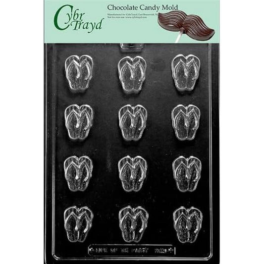 Cybrtrayd Bite Size Flip-Flops Chocolate Candy Mold with Exclusive Cybrtrayd Copyrighted Chocolate Molding Instructions