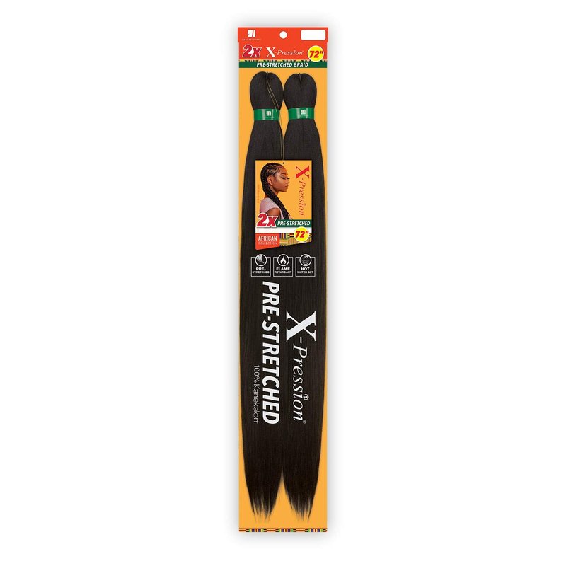 Sensationnal Sensationnel Crochet Braids African Collection 2X X-Pression Pre-Stretched Braid 72 inches (5-pack, 1B)