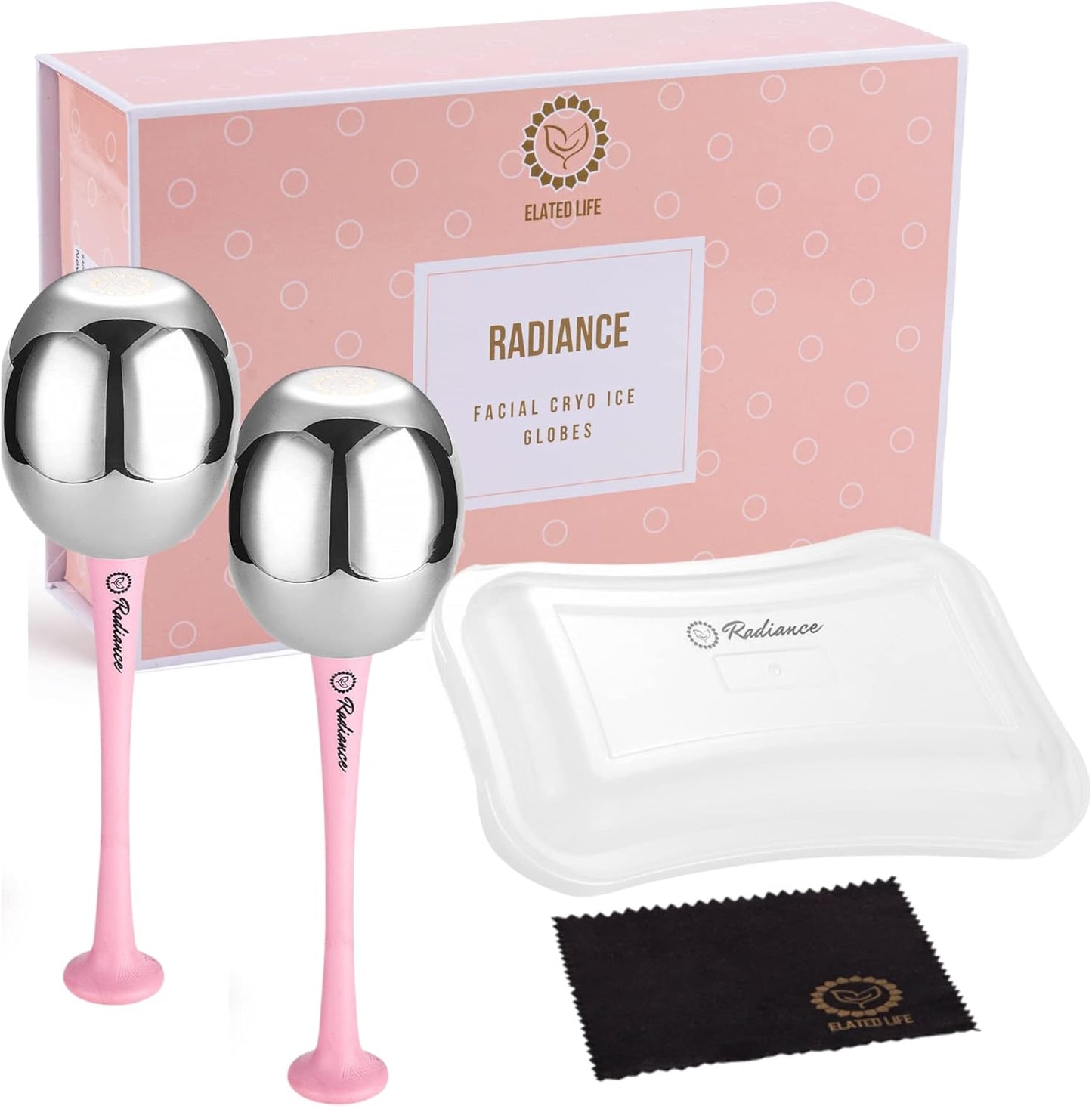 RADIANCE Ice Globes for Facials - Cryo Cooling Tool for Depuffing & Face Massage | Stainless Steel, Non-Shatter Design