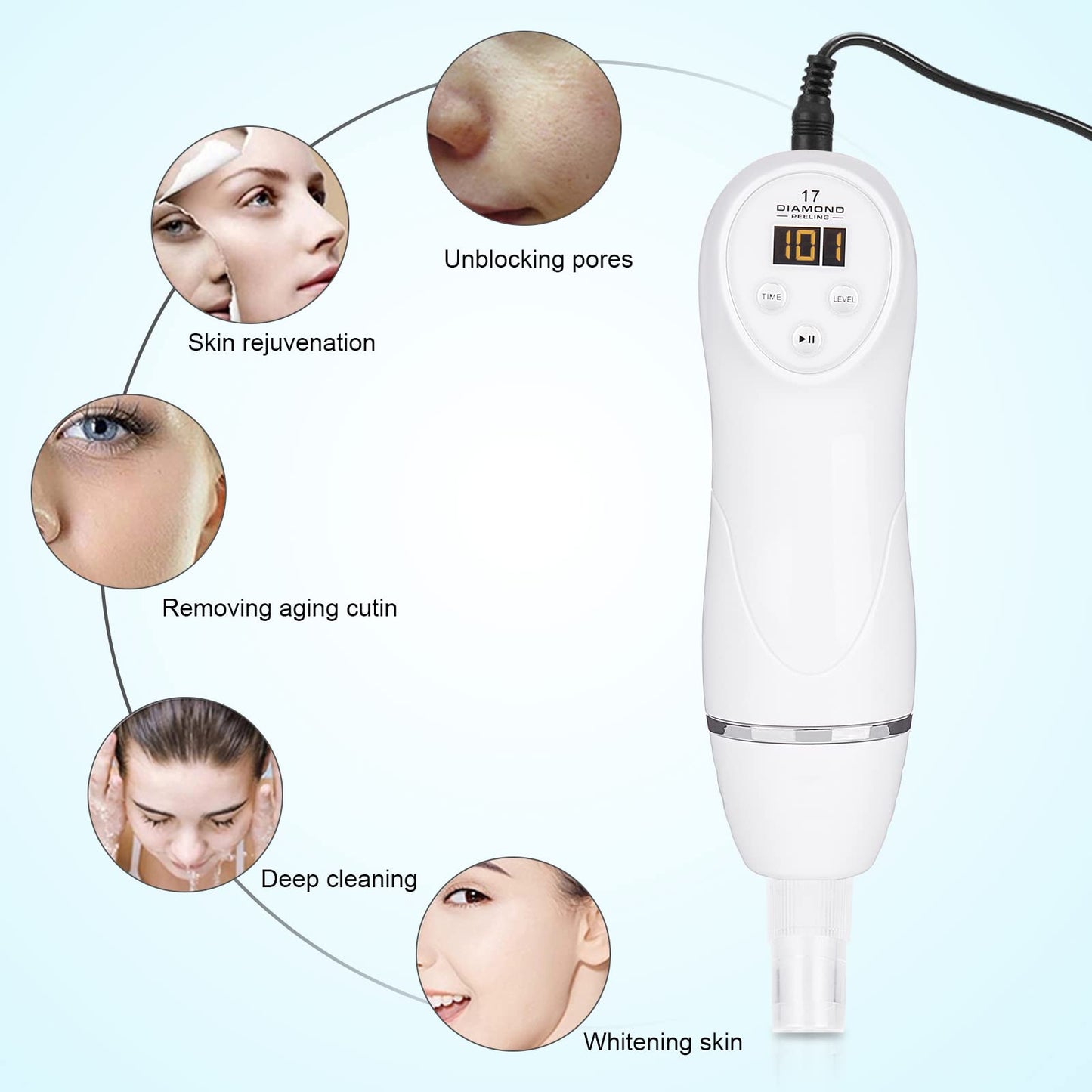 AIMENGXI Diamond Microdermabrasion Machine Professional Blackhead Remover Vacuum Upgraded Facial Pore Cleaner Electric USB with 8 Probes Blackhead Remover Skincare Tool